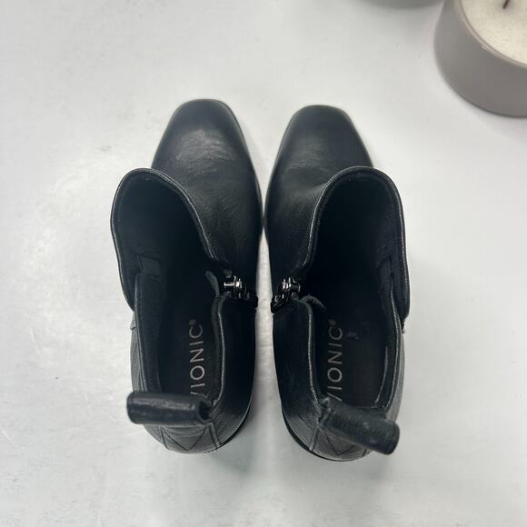 Vionic Lyssa Leather Heeled Ankle Boots Black Side Zip Square Toe Women's US 6 - Picture 5 of 10